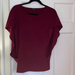 Lafayette 148 Maroon Flutter Sleeve Top